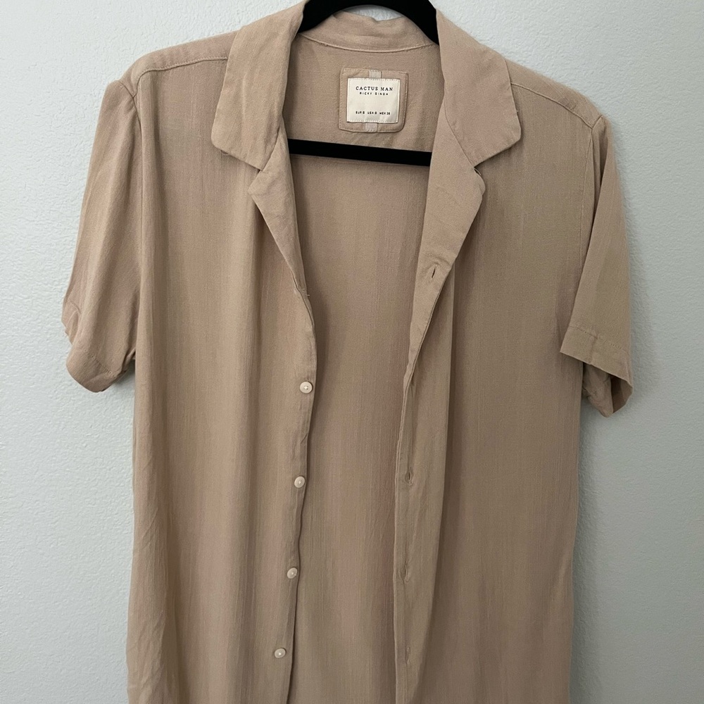Cactus Men's Beige Short Sleeve Shirt